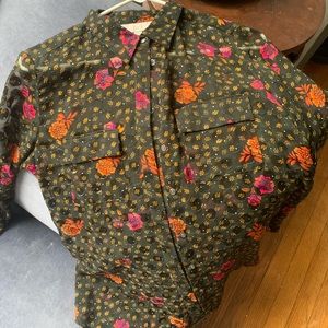 Loft Sheer Floral Button Up (S)